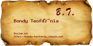 Bondy Teofánia névjegykártya